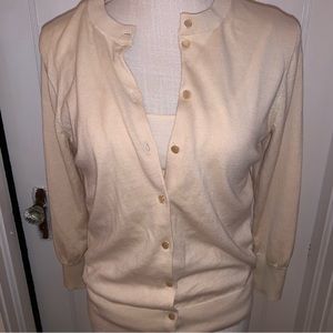 Womens JCrew cardigan sweater size M with matching tank size S beige
